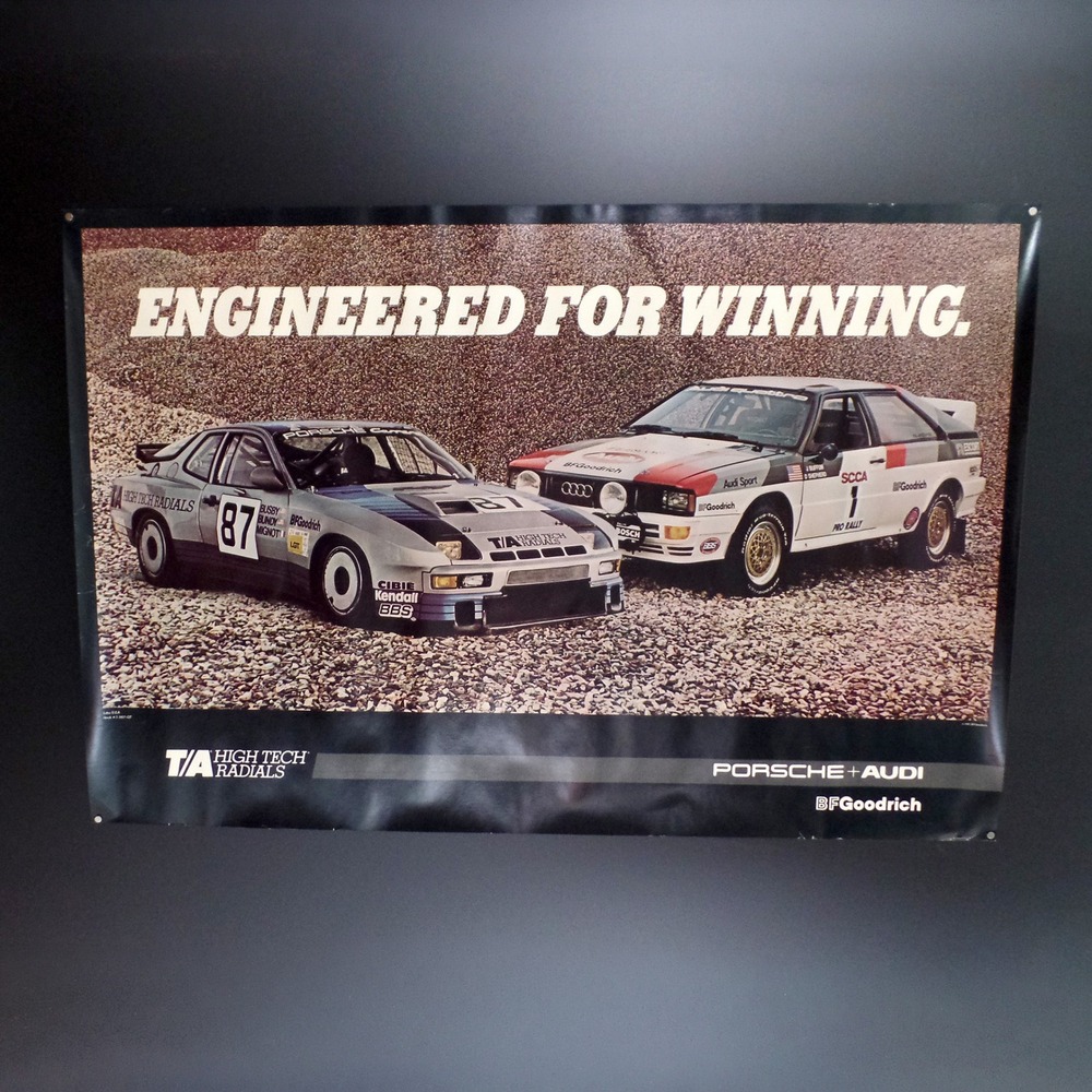 Vintage BFGoodrich Poster, 22x33, T/A Radials Porsche Audi Rally Racing 1983